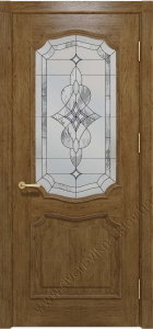 Деревянные двери с витражом из стекла