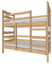 Кровать двухъярусная трансформер из дерева с ограждениями на нижнем ярусе
