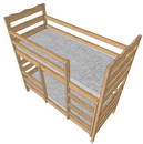 Кровать деревянная двухъярусная с ограждениями на нижнем ярусе