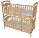 Кровать двухъярусная трансформер из дерева с ограждениями на нижнем ярусе